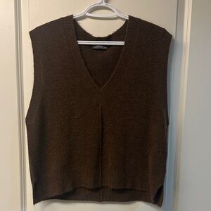 Elegant Brown V-Neck Sweater Vest